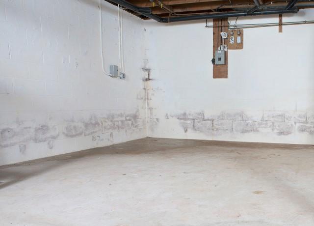 Basement moisture damage before remodel in Shrewsbury MA