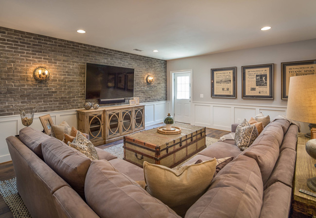 High end finished basement remodel in Shrewsbury MA