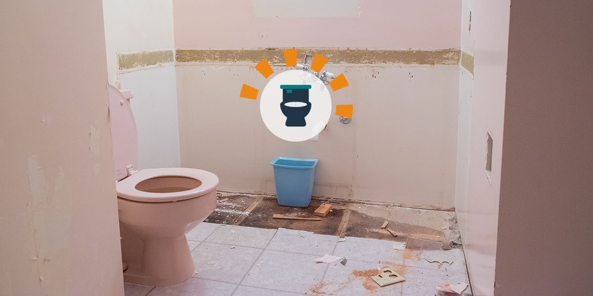 Bathroom demolition stage before remodel estimate and planning
