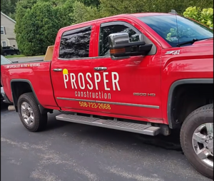 sign on prosper construction truck