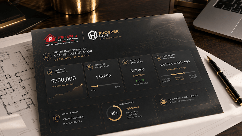 Prosper Hive estimate summary report for home improvement value planning